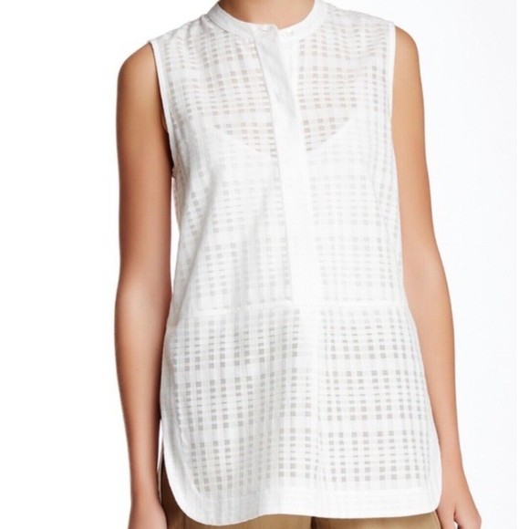 Vince Camuto Sleeveless Ivory White Button Up Cotton Blend Top Size Small - Picture 1 of 9